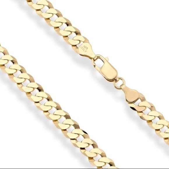 Men’s 18k Gold over 925 Cuban Chain Necklace - Picture 3 of 5